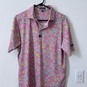 Bad Birdie Pink Floral Polo Shirt